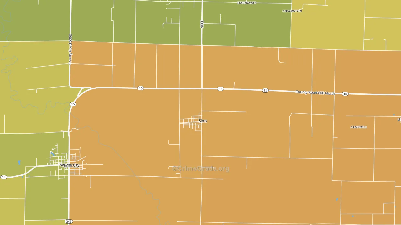 Sims, IL Map of Murder Rates