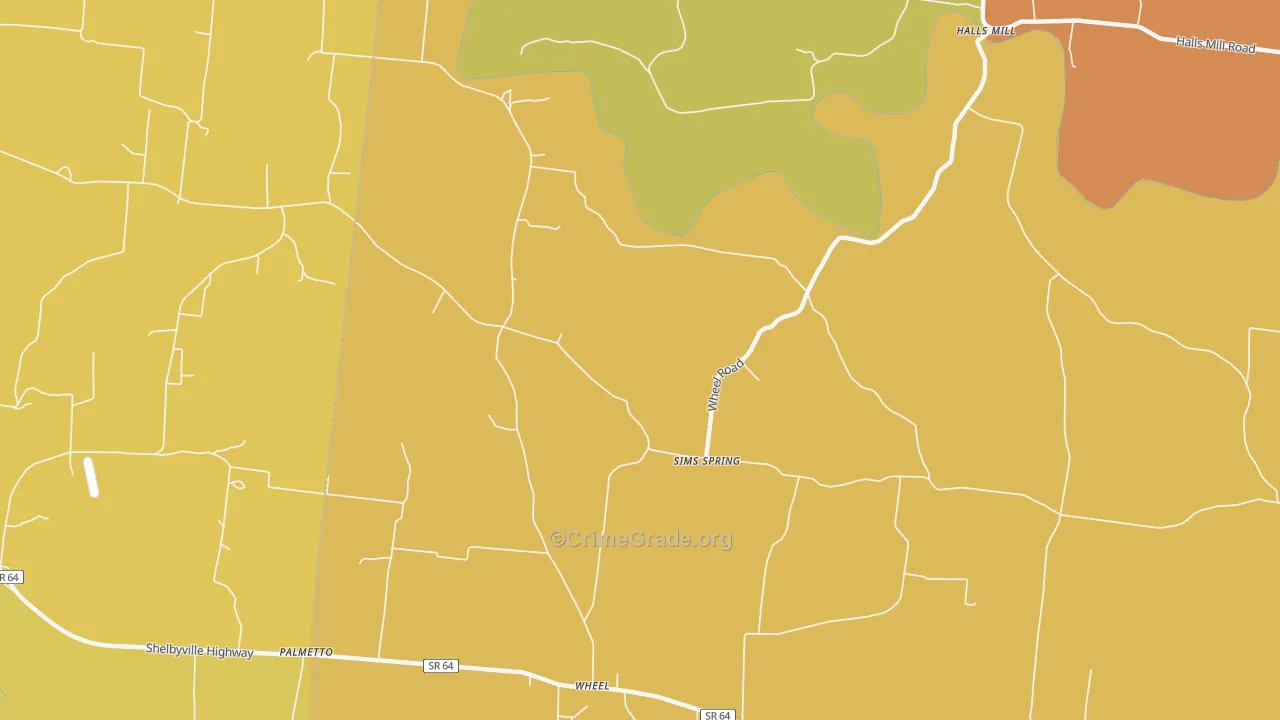 Sims Spring, TN Map of Murder Rates