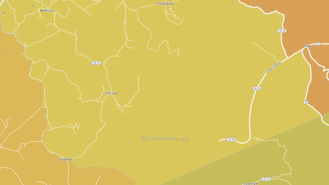 Sinclair, WV Map of Murder Rates