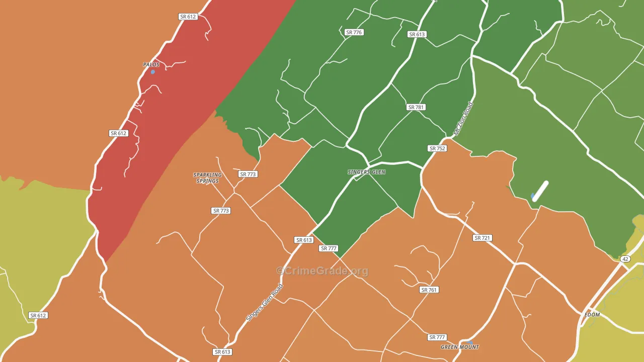 Singers Glen, VA Map of Murder Rates