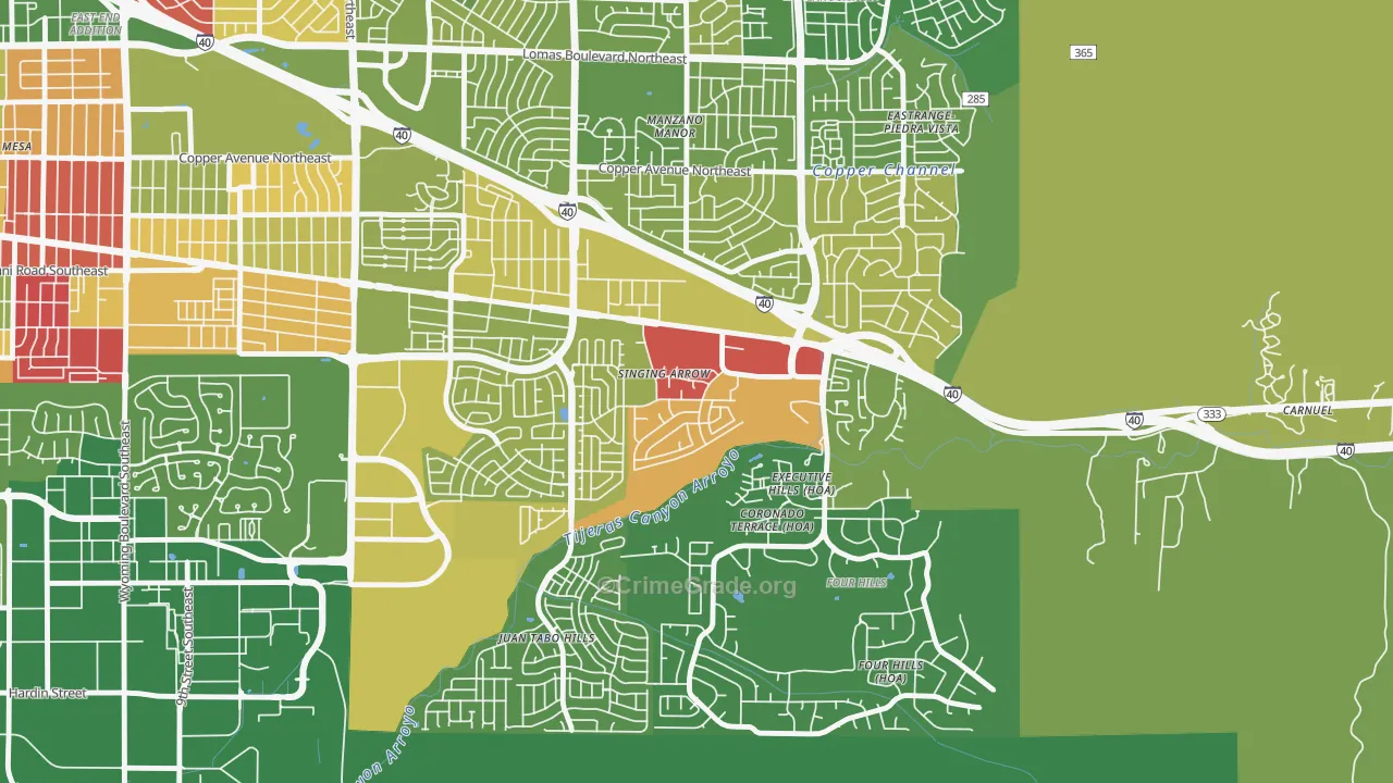 Singing Arrow, Albuquerque, NM Map of Murder Rates