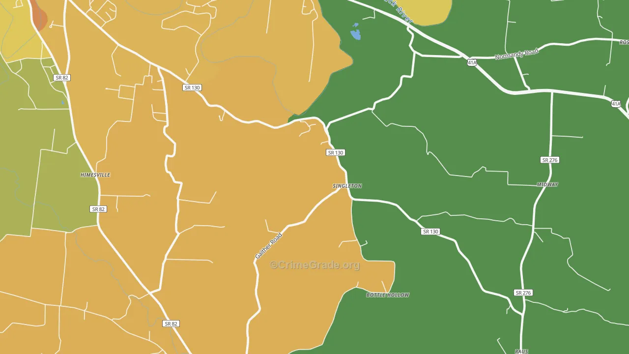 Singleton, TN Map of Murder Rates