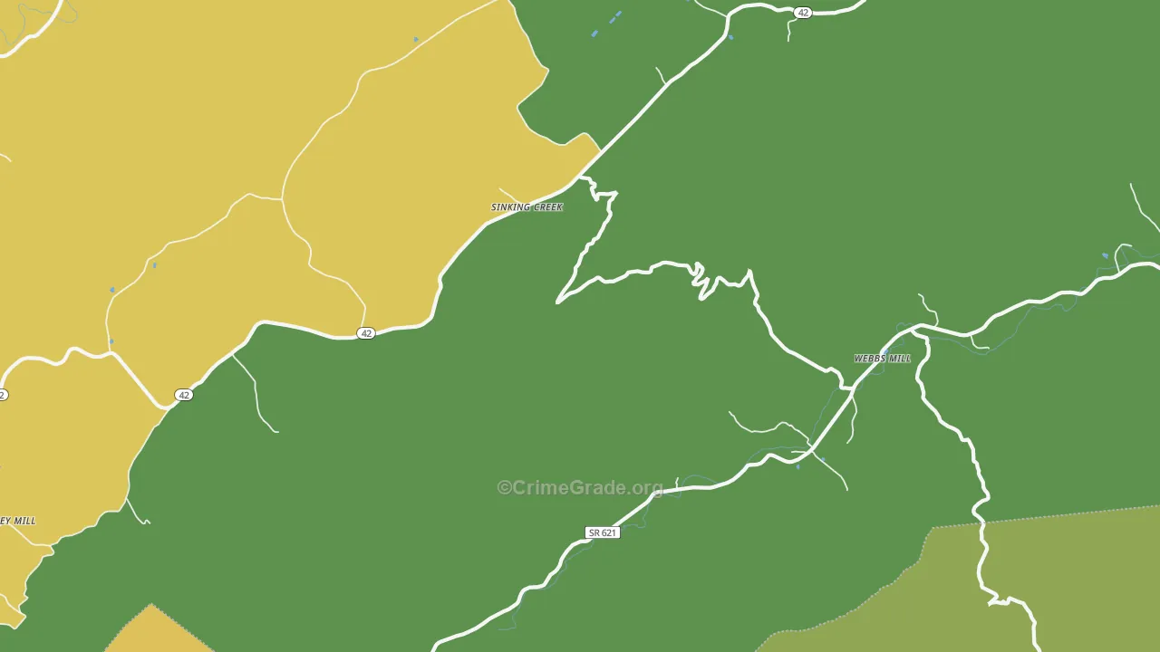 Sinking Creek, VA Map of Murder Rates