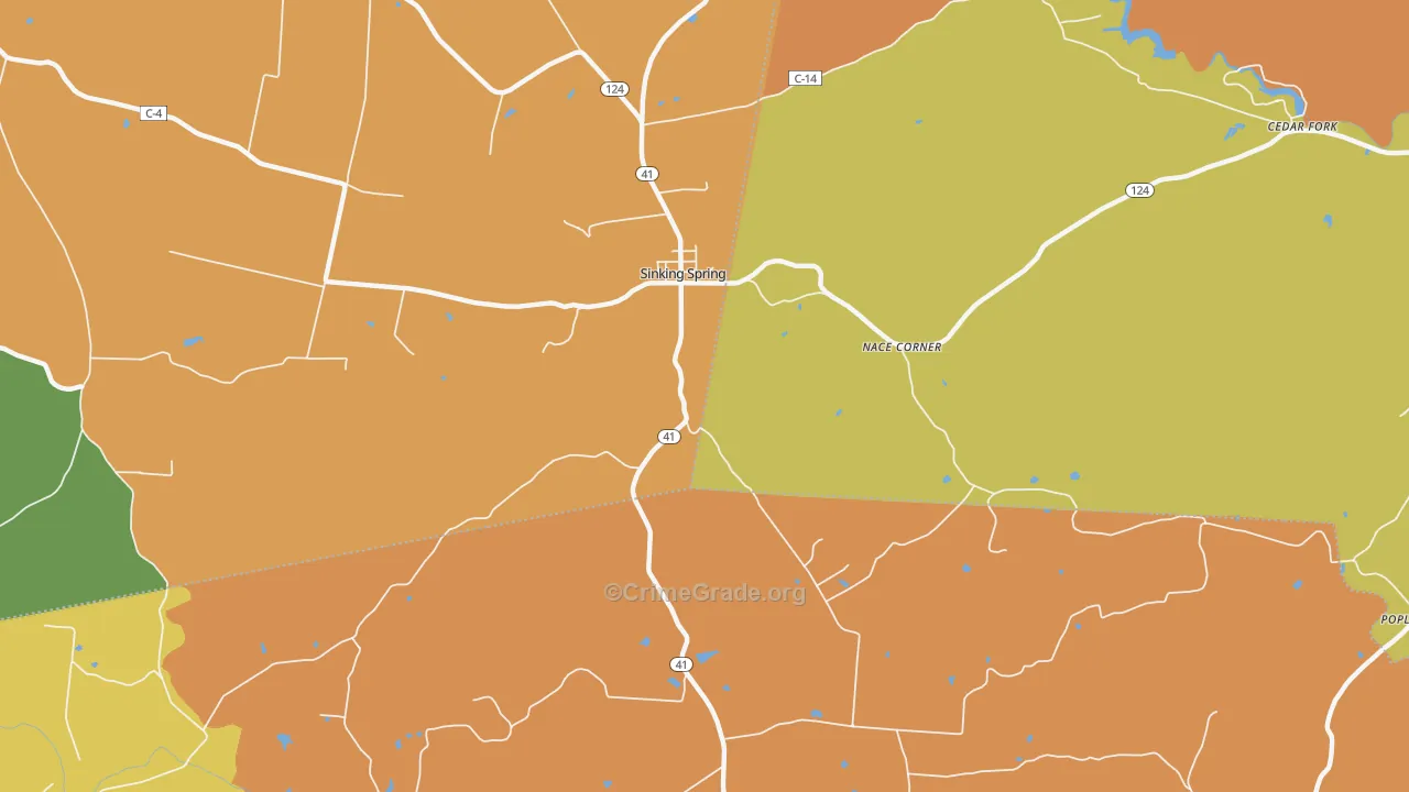 Sinking Spring, OH Map of Murder Rates