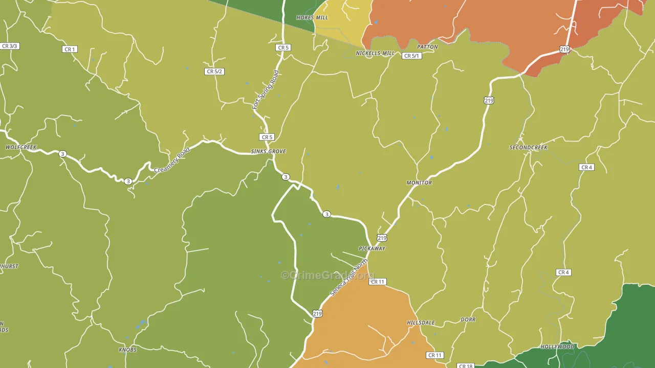 Sinks Grove, WV Map of Murder Rates