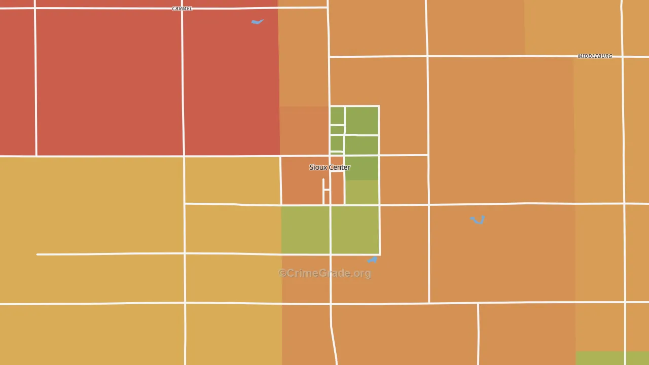Sioux Center, IA Map of Murder Rates