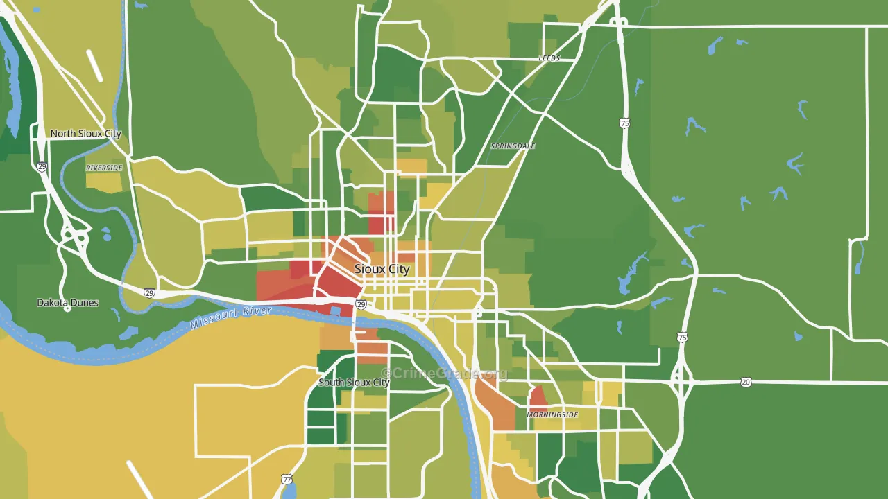 Sioux City, IA Map of Murder Rates