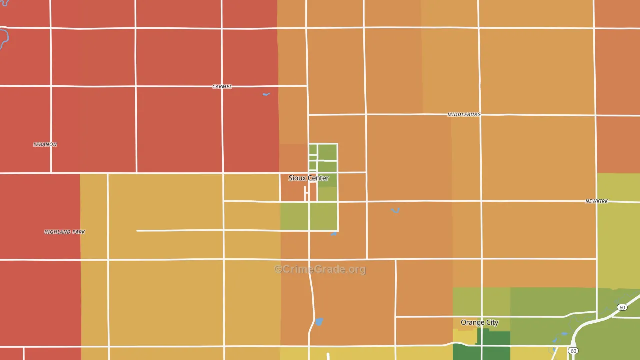 Sioux County, IA Map of Murder Rates