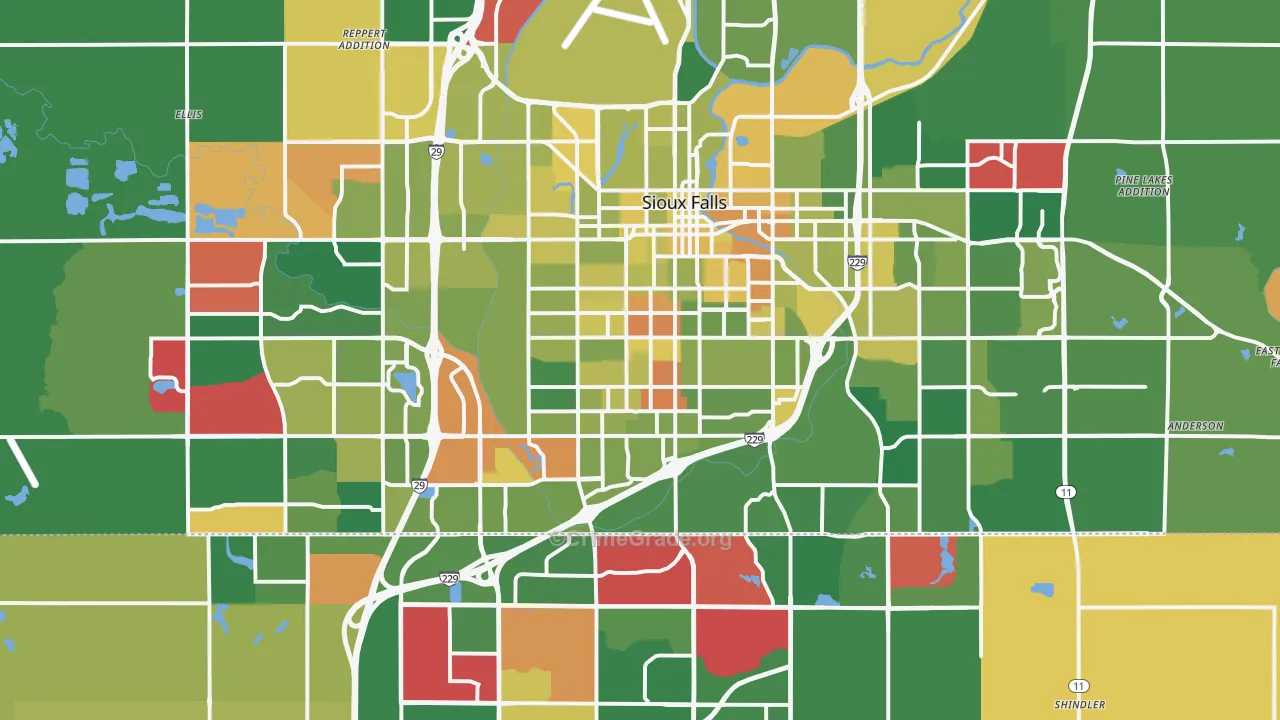 Sioux Falls, SD Map of Murder Rates