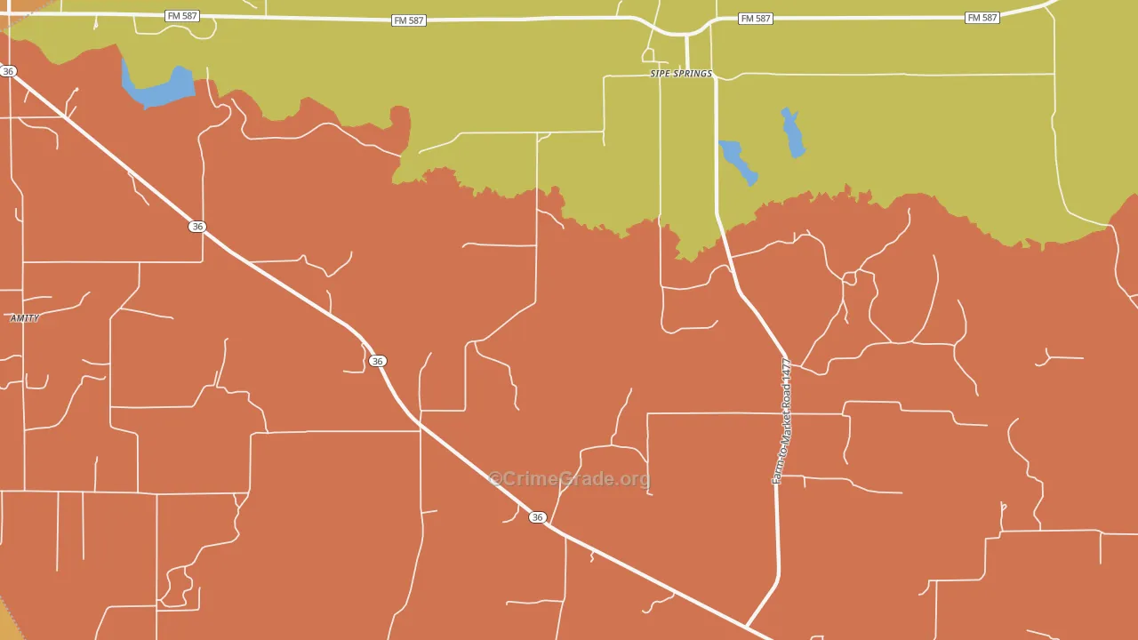 Sipe Springs, TX Map of Murder Rates
