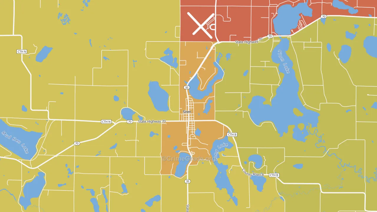 Siren, WI Map of Murder Rates