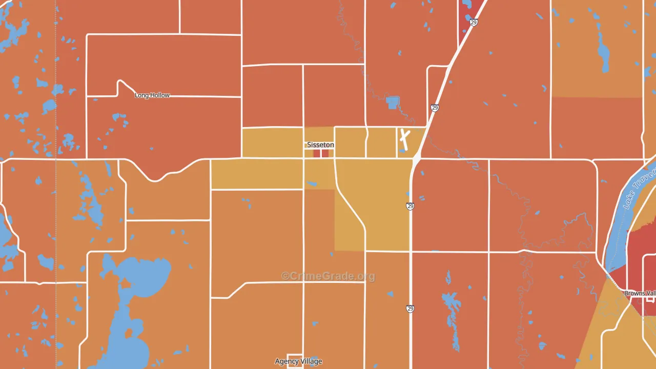 Sisseton, SD Map of Murder Rates
