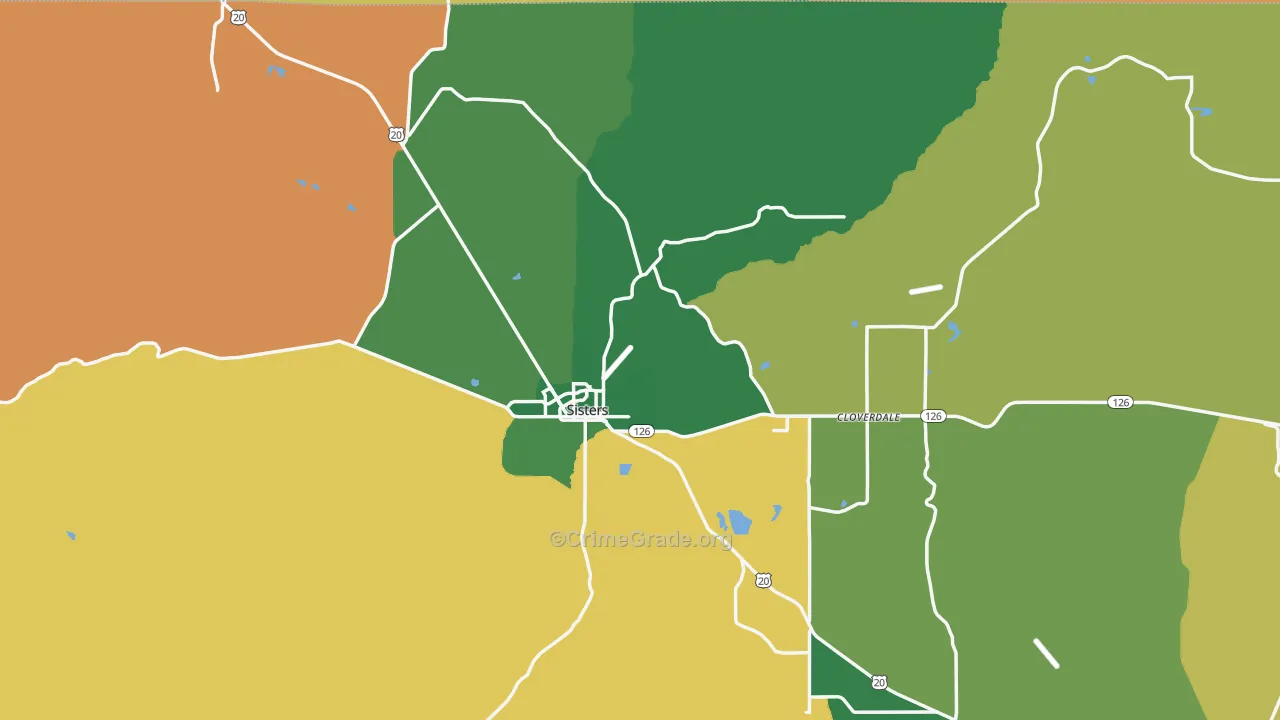 Sisters, OR Map of Murder Rates