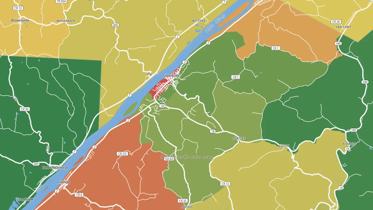 Sistersville, WV Map of Murder Rates
