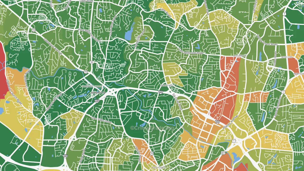 Six Forks, Raleigh, NC Map of Murder Rates