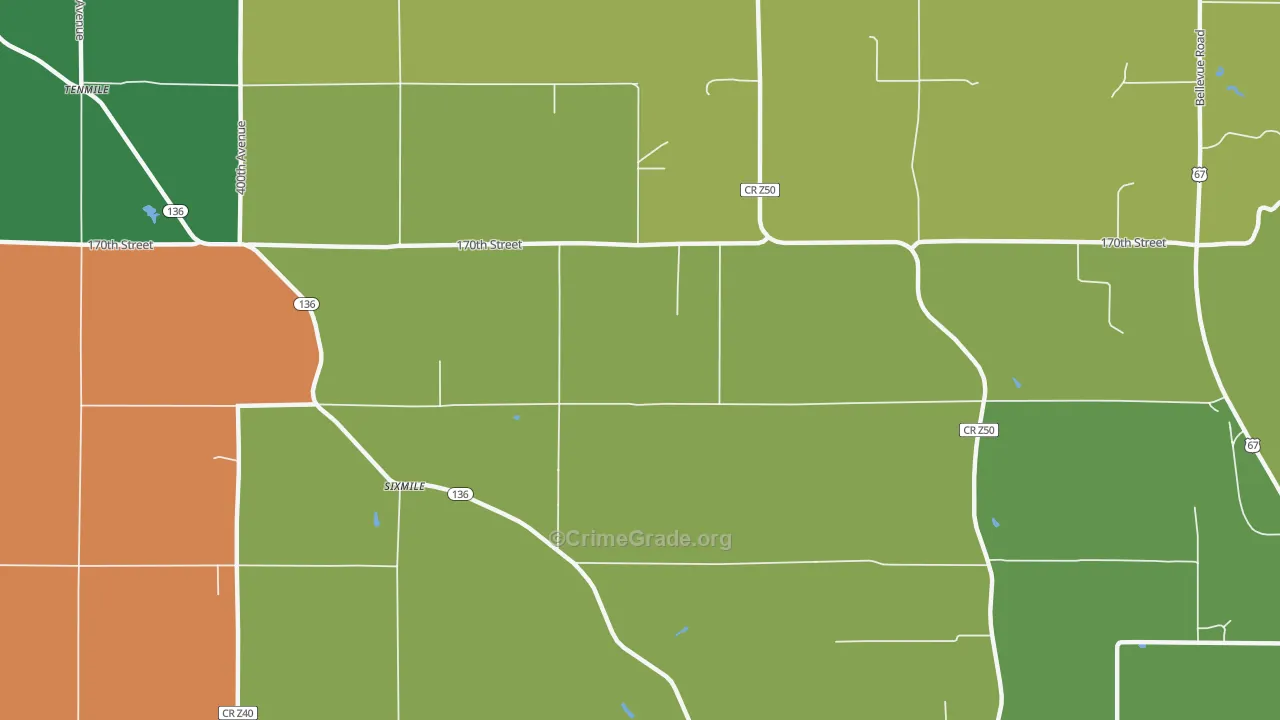 Sixmile, IA Map of Murder Rates