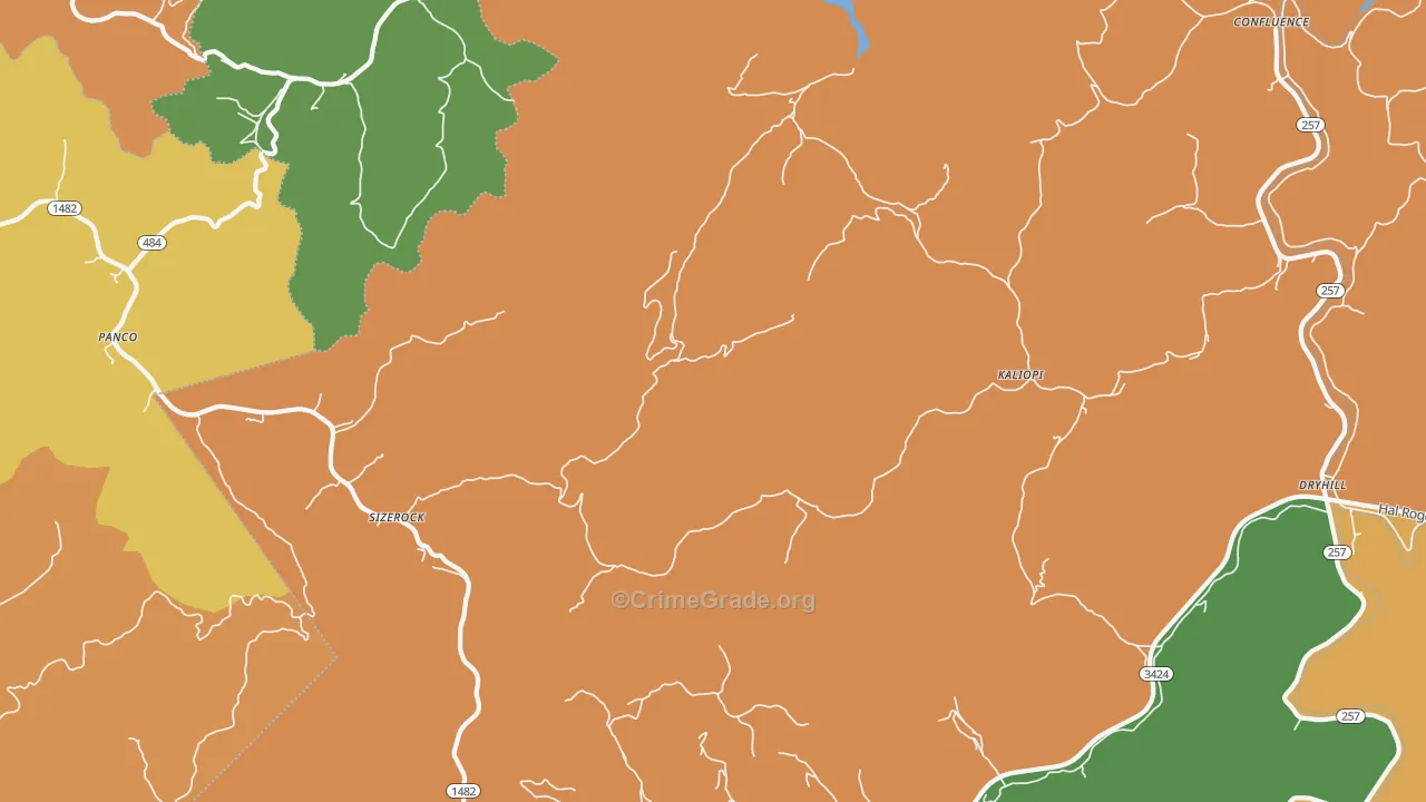 Sizerock, KY Map of Murder Rates