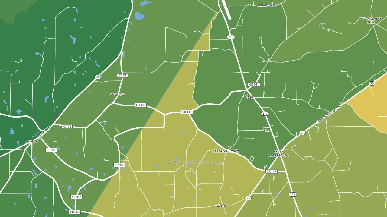 Skaggs Corner, AL Map of Murder Rates