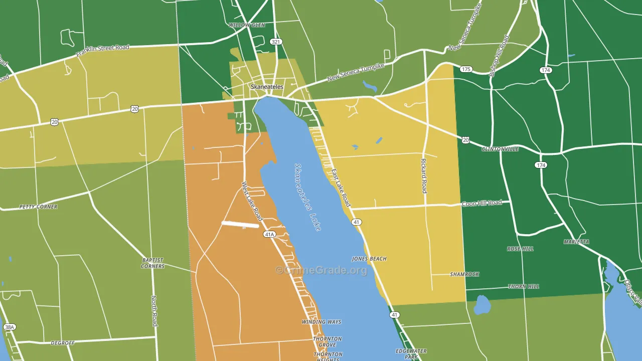 Skaneateles, NY Map of Murder Rates