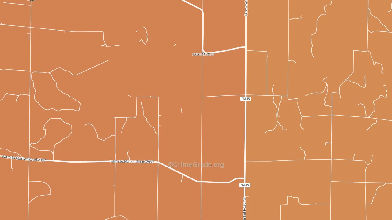 Skeeterville, TX Map of Murder Rates