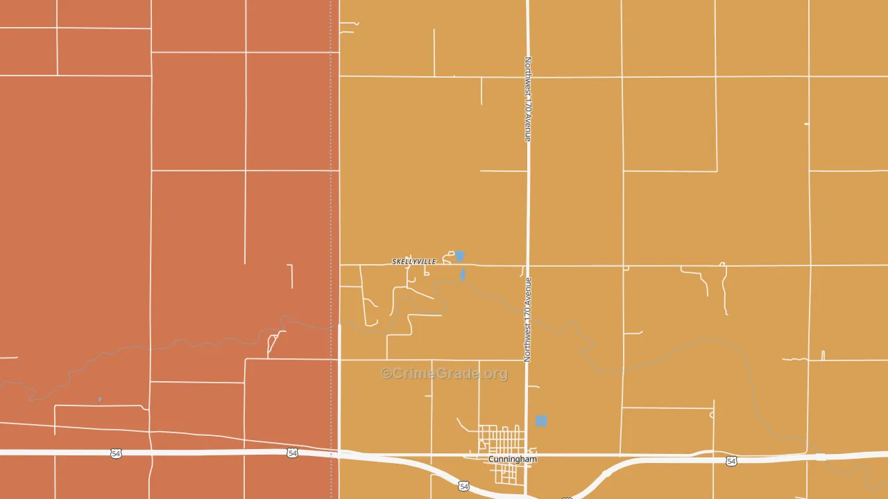 Skellyville, KS Map of Murder Rates