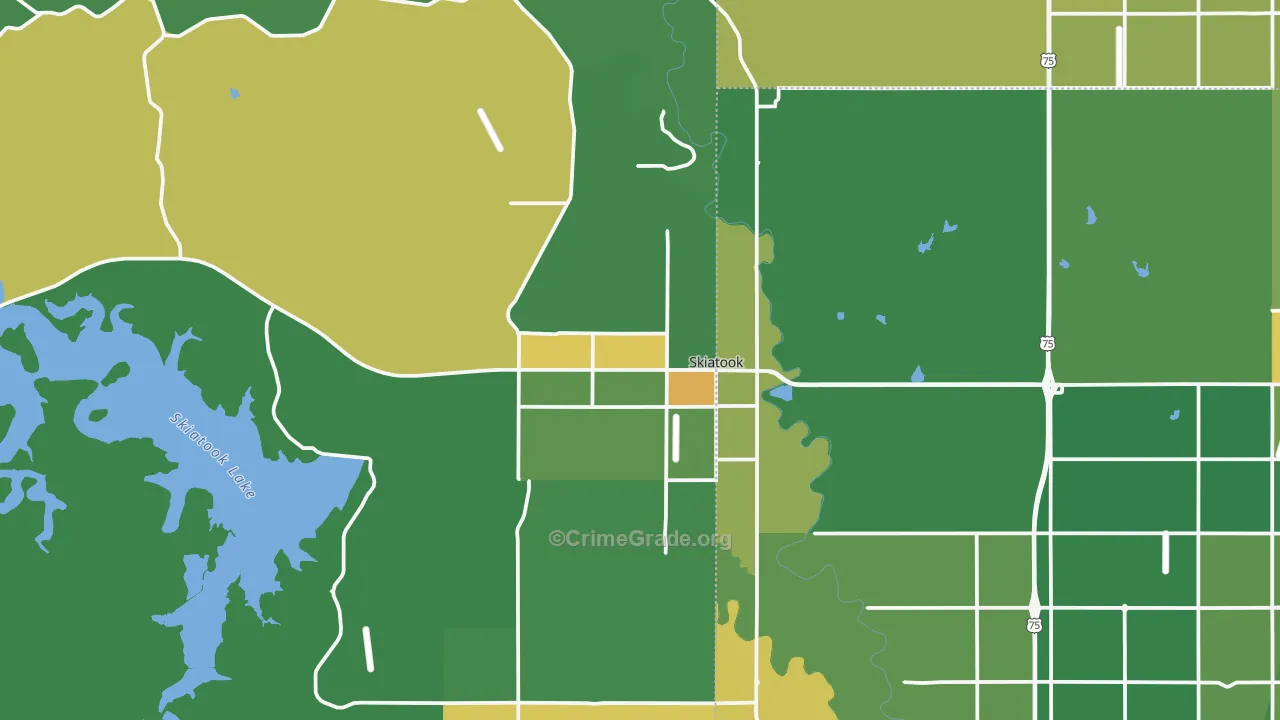 Skiatook, OK Map of Murder Rates