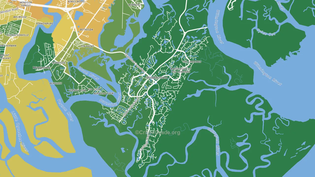 Skidaway Island, GA Map of Murder Rates