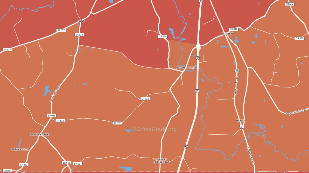 Skippers, VA Map of Murder Rates