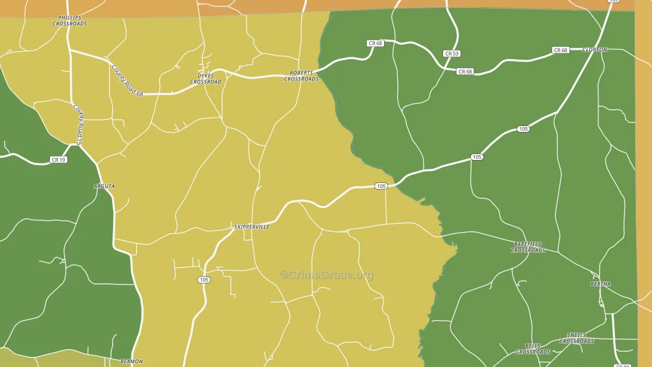 Skipperville, AL Map of Murder Rates