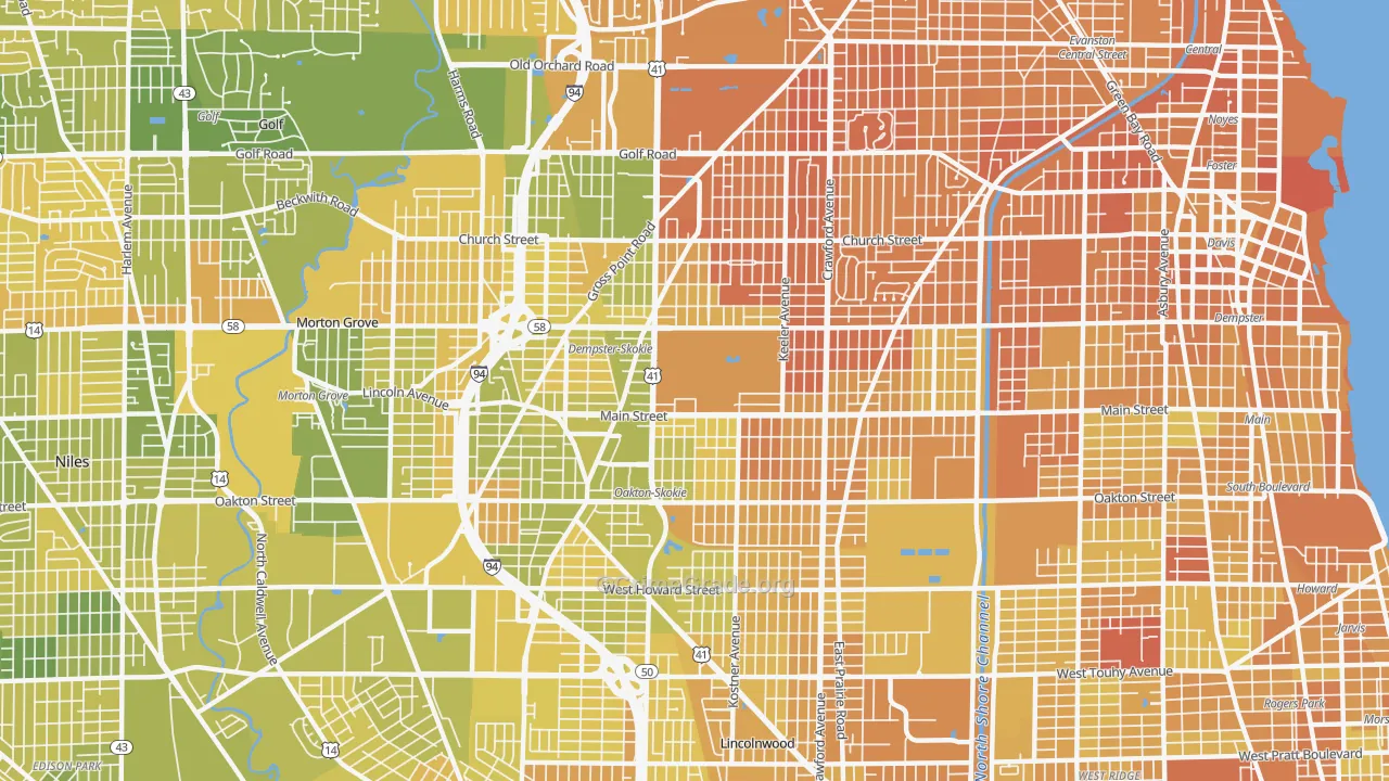 Skokie, IL Map of Murder Rates
