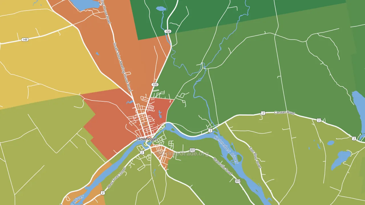 Skowhegan, ME Map of Murder Rates