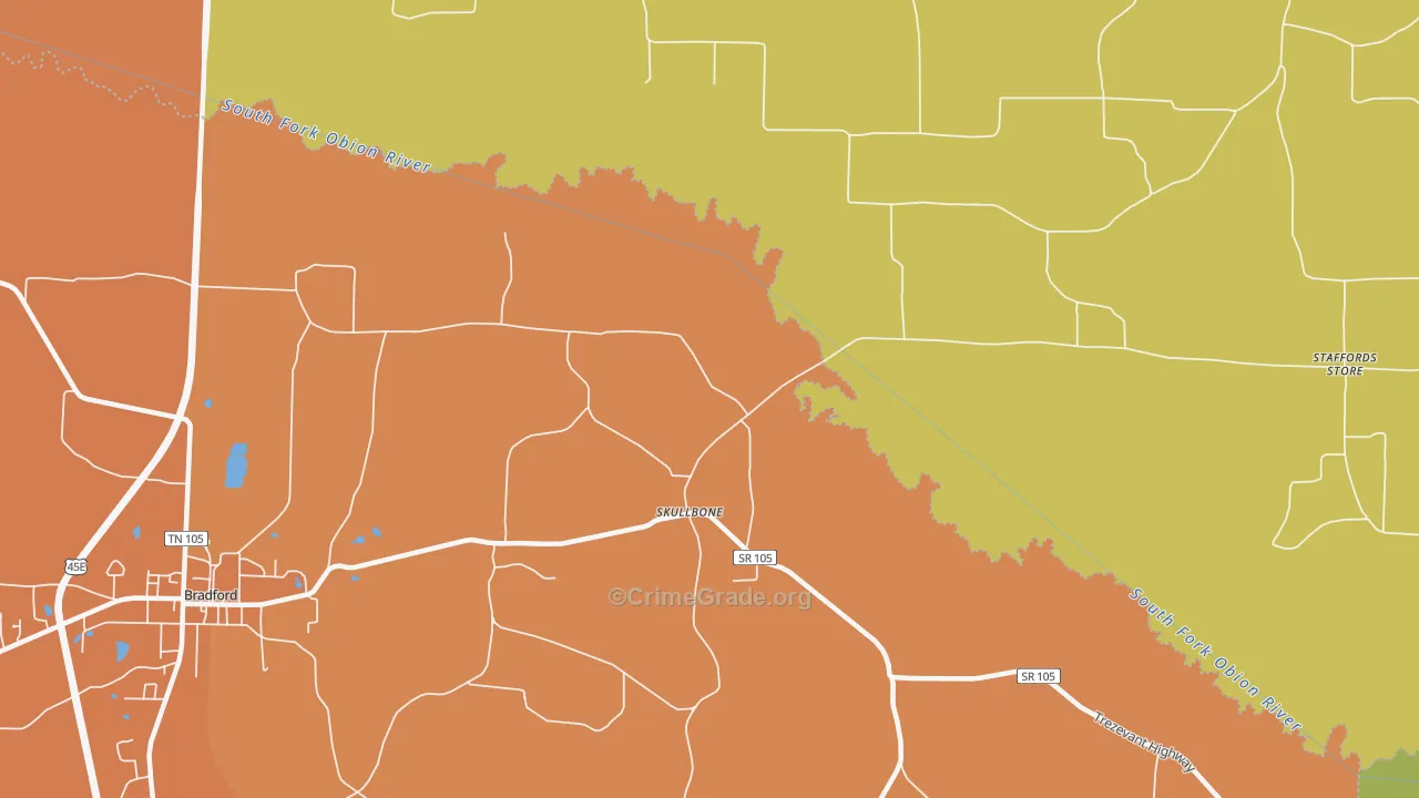 Skullbone, TN Map of Murder Rates