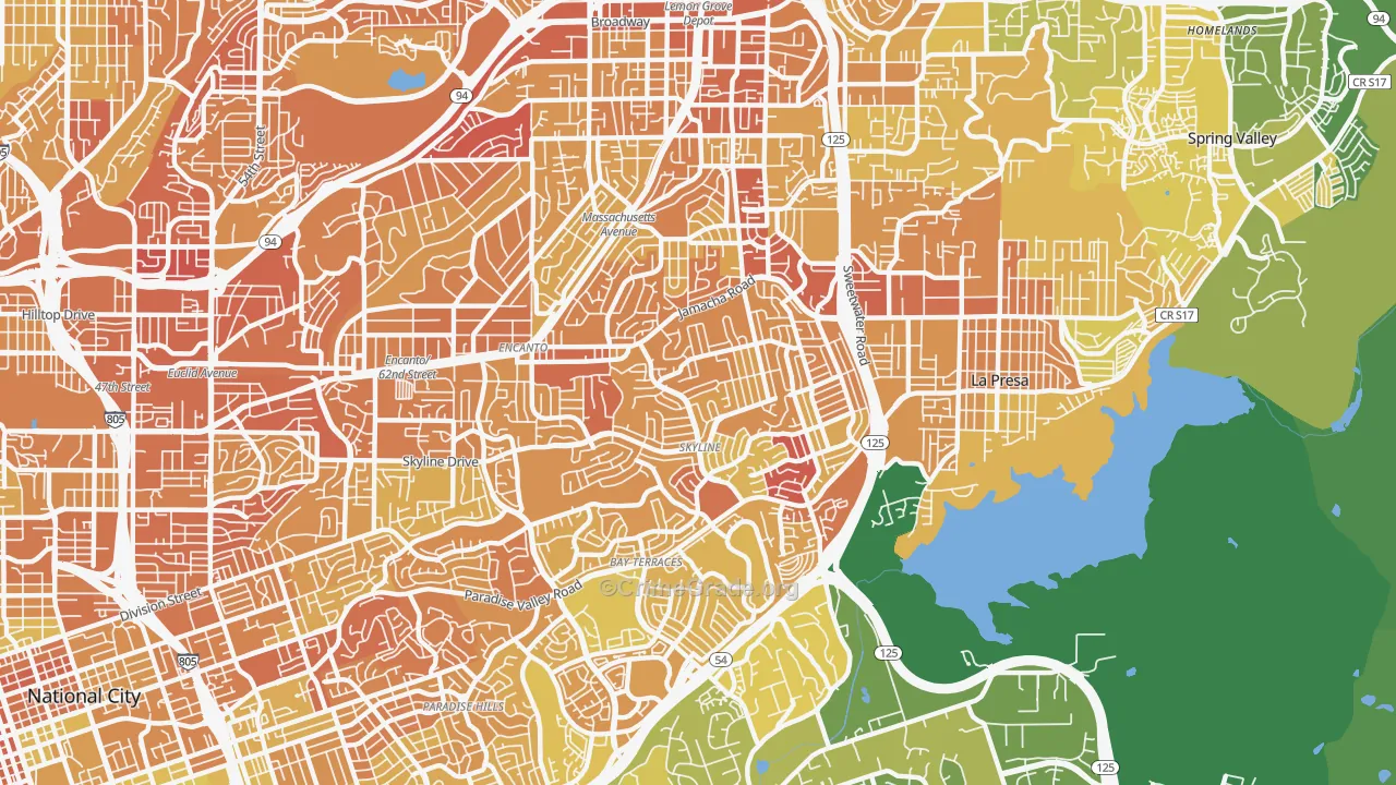 Sky Line, San Diego, CA Map of Murder Rates