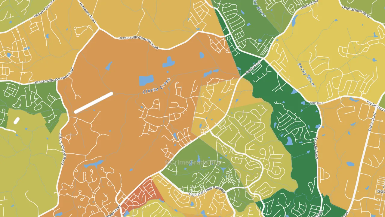 Skybrook, Huntersville, NC Map of Murder Rates