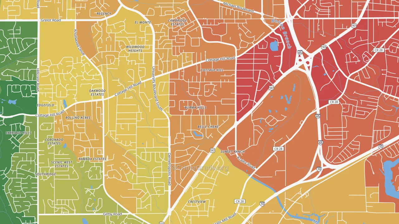 Skyland Park, Mobile, AL Map of Murder Rates