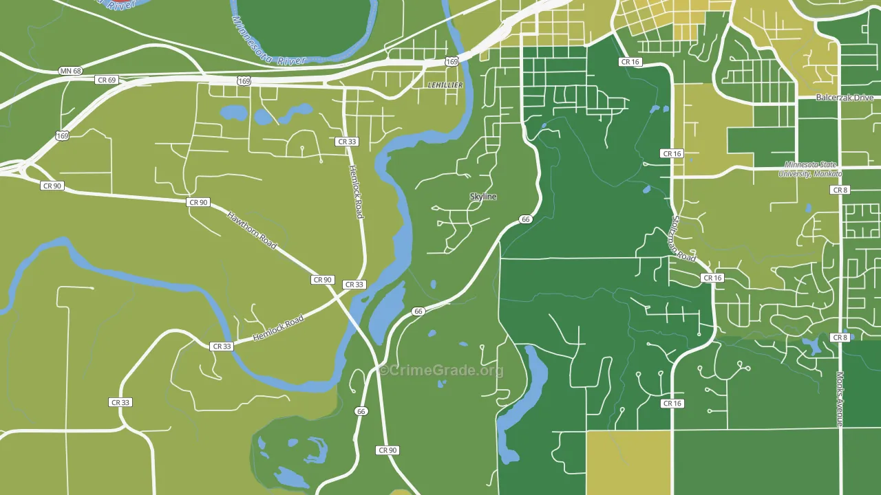 Skyline, MN Map of Murder Rates