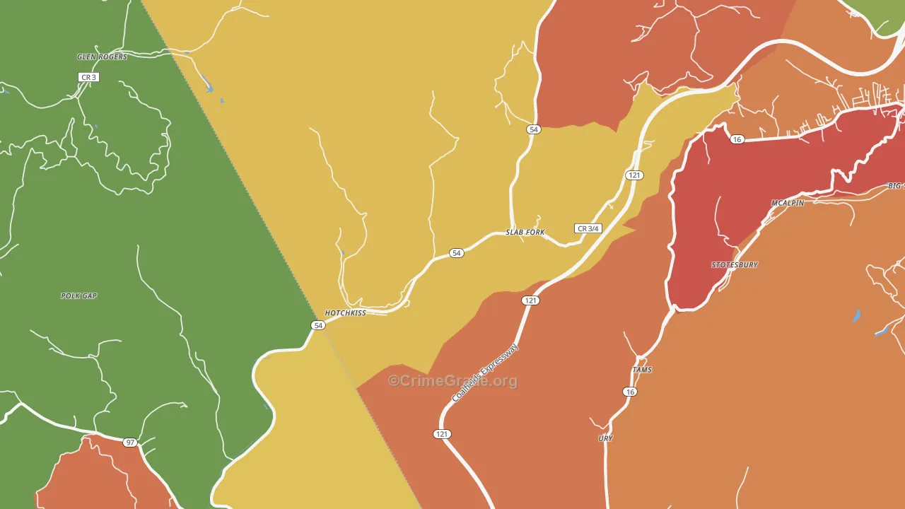Slab Fork, WV Map of Murder Rates