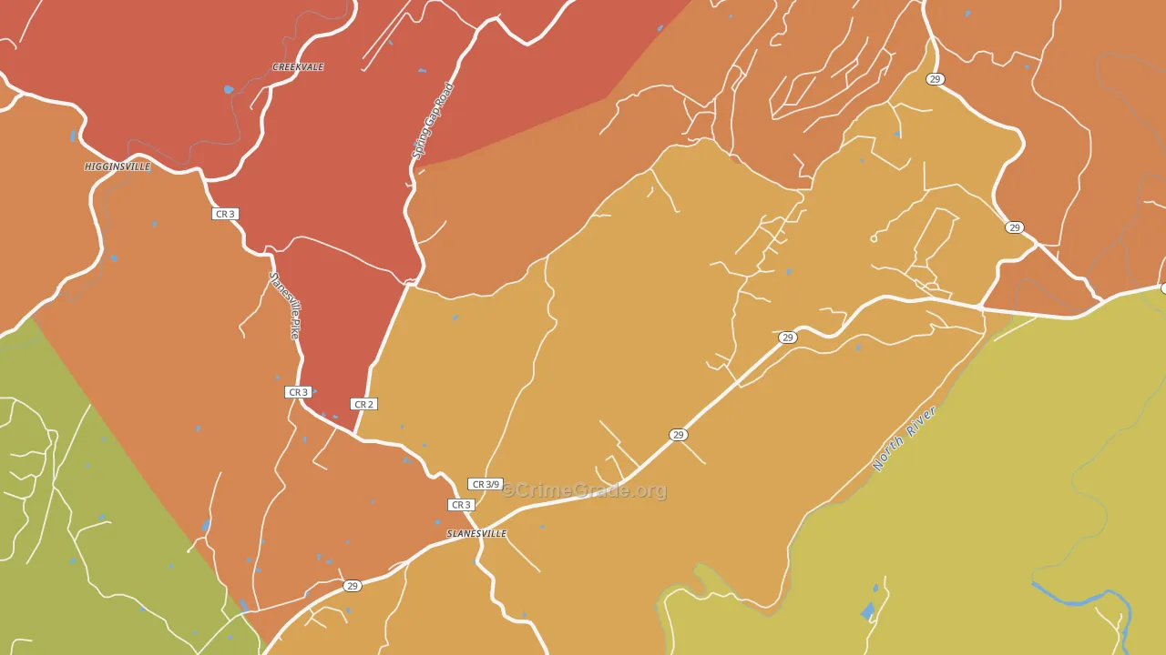 Slanesville, WV Map of Murder Rates