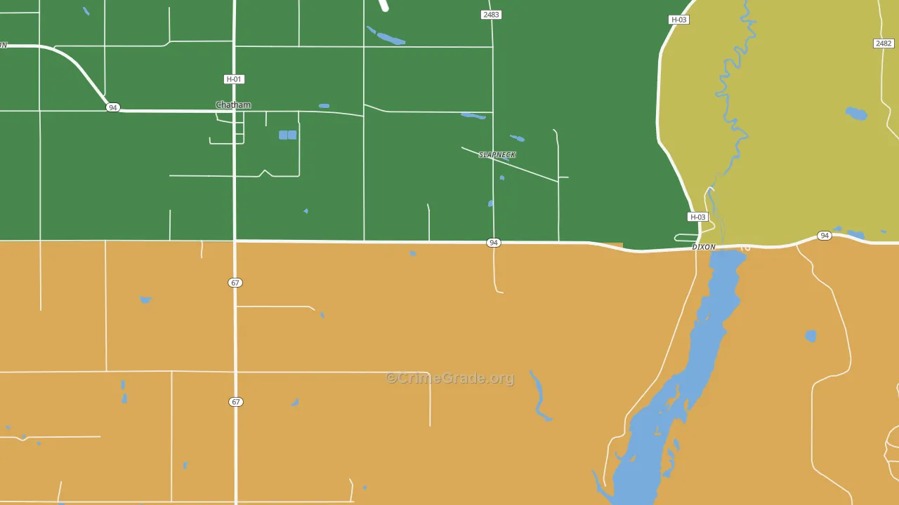 Slapneck, MI Map of Murder Rates
