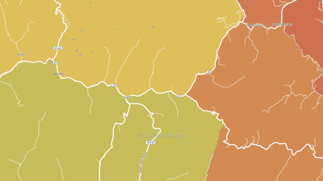 Slate, VA Map of Murder Rates