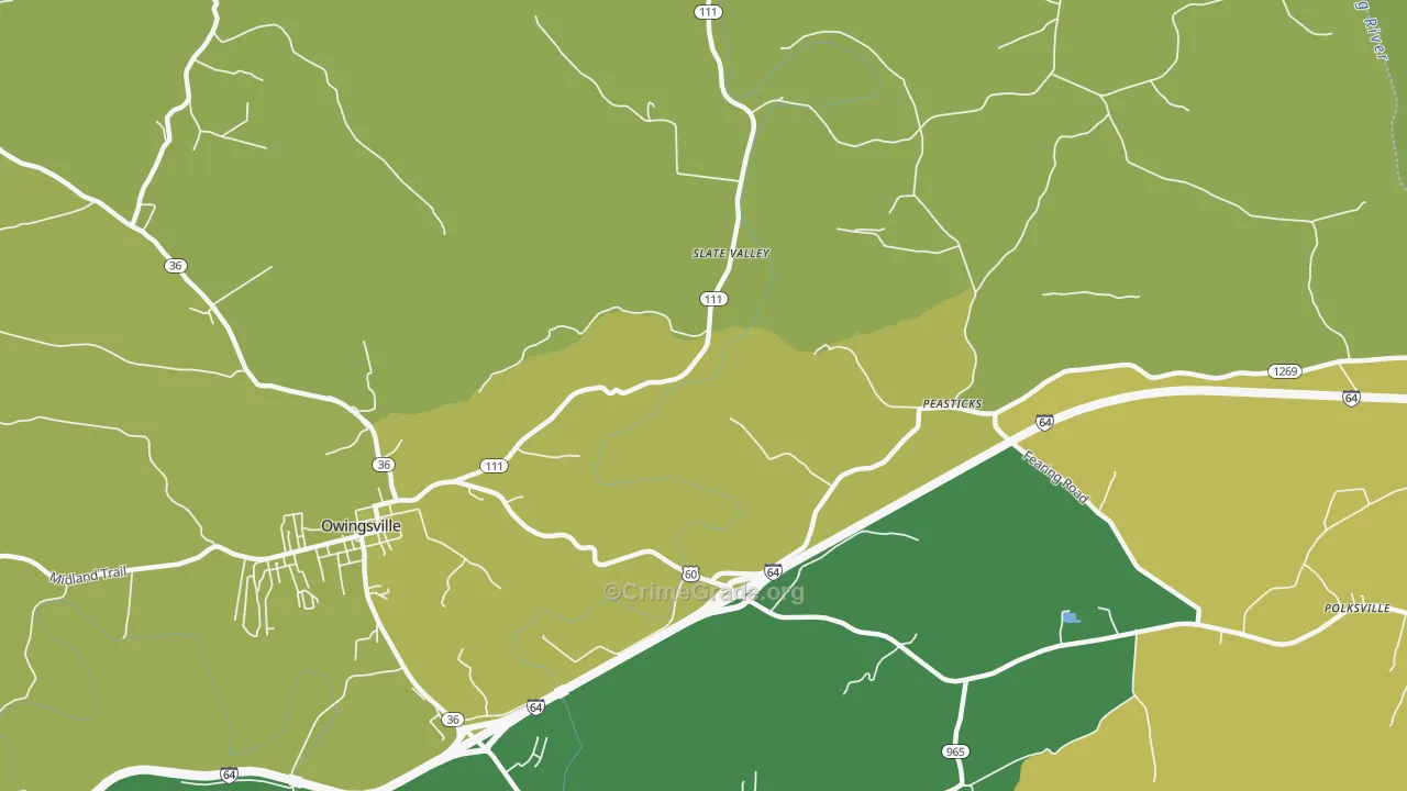 Slate Valley, KY Map of Murder Rates