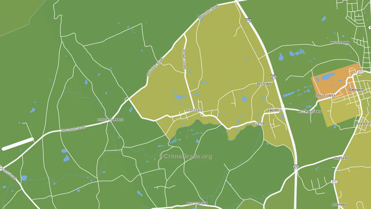 Slatedale, PA Map of Murder Rates