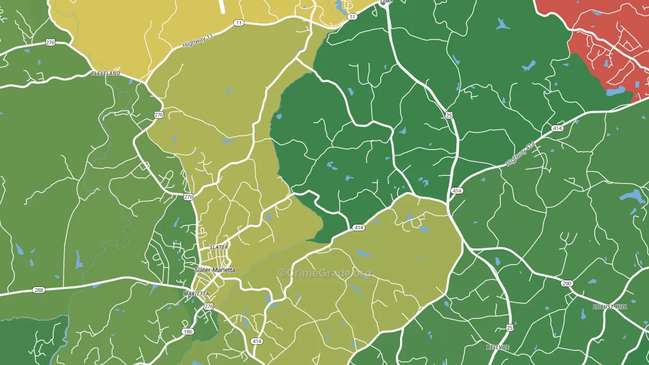 Slater, SC Map of Murder Rates