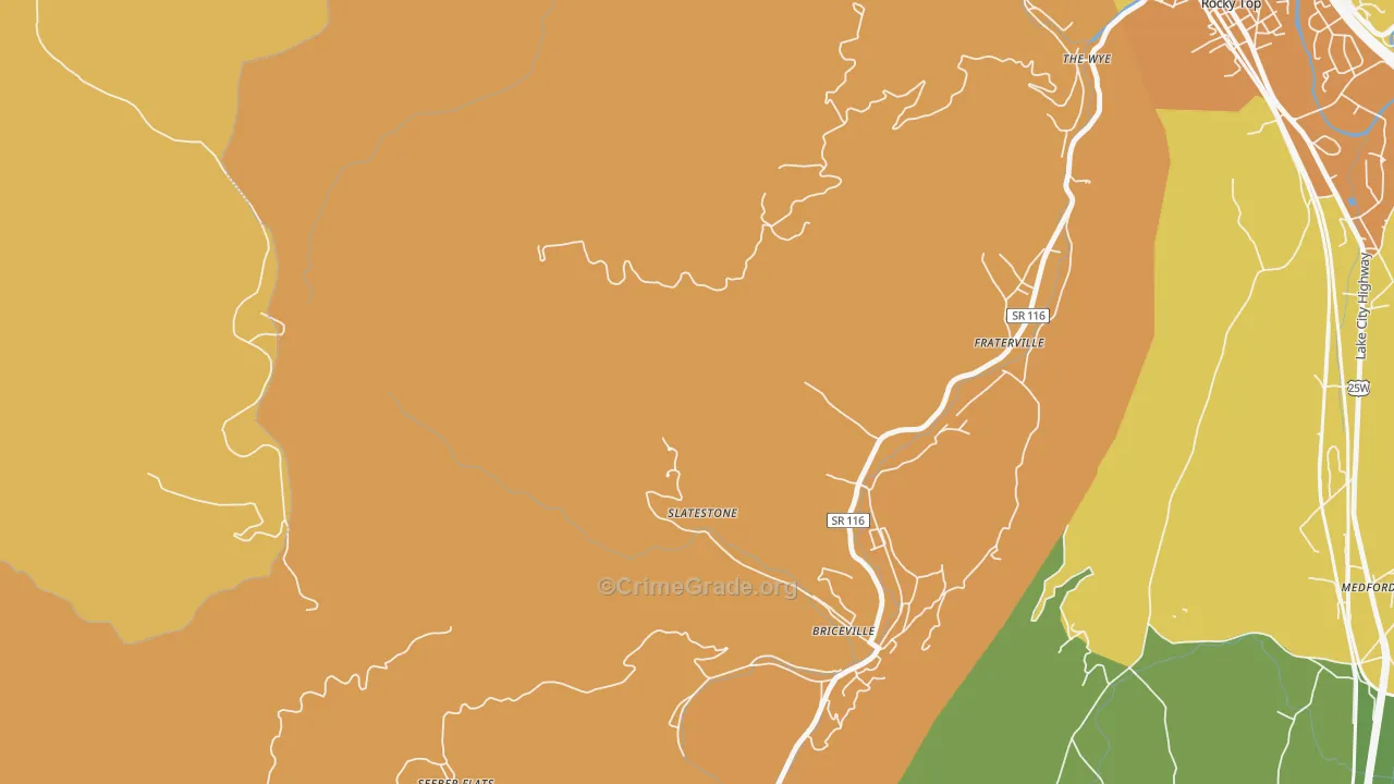 Slatestone, TN Map of Murder Rates