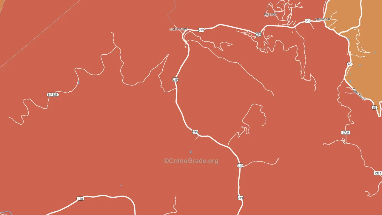 Slatyfork, WV Map of Murder Rates