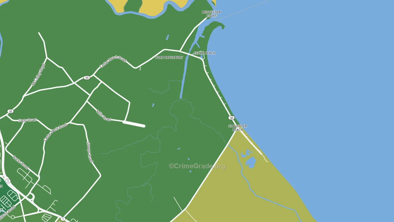 Slaughter Beach, DE Map of Murder Rates