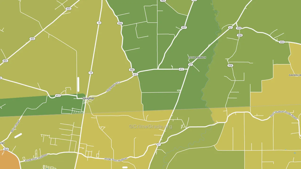 Slaughter, LA Map of Murder Rates
