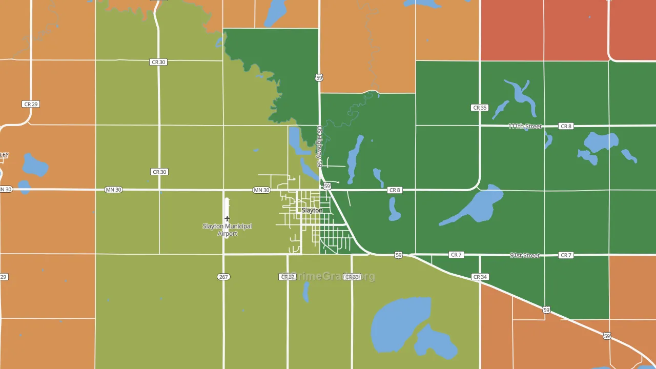 Slayton, MN Map of Murder Rates