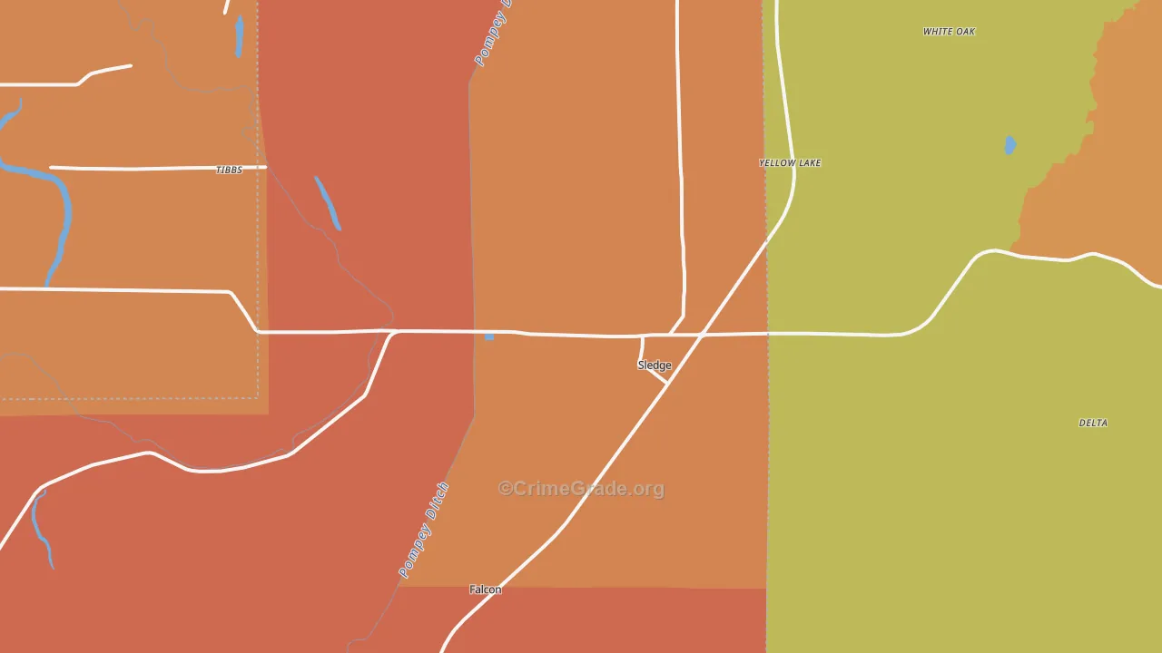 Sledge, MS Map of Murder Rates