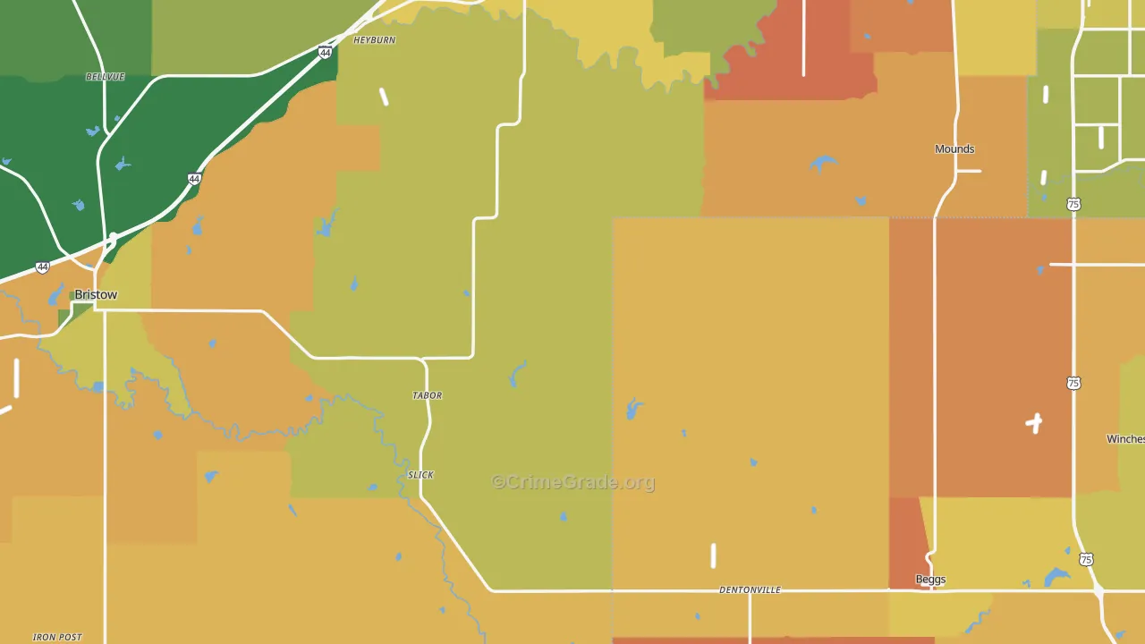 Slick, OK Map of Murder Rates